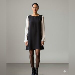 100% Silk WYATT Black and White/Cream Dress